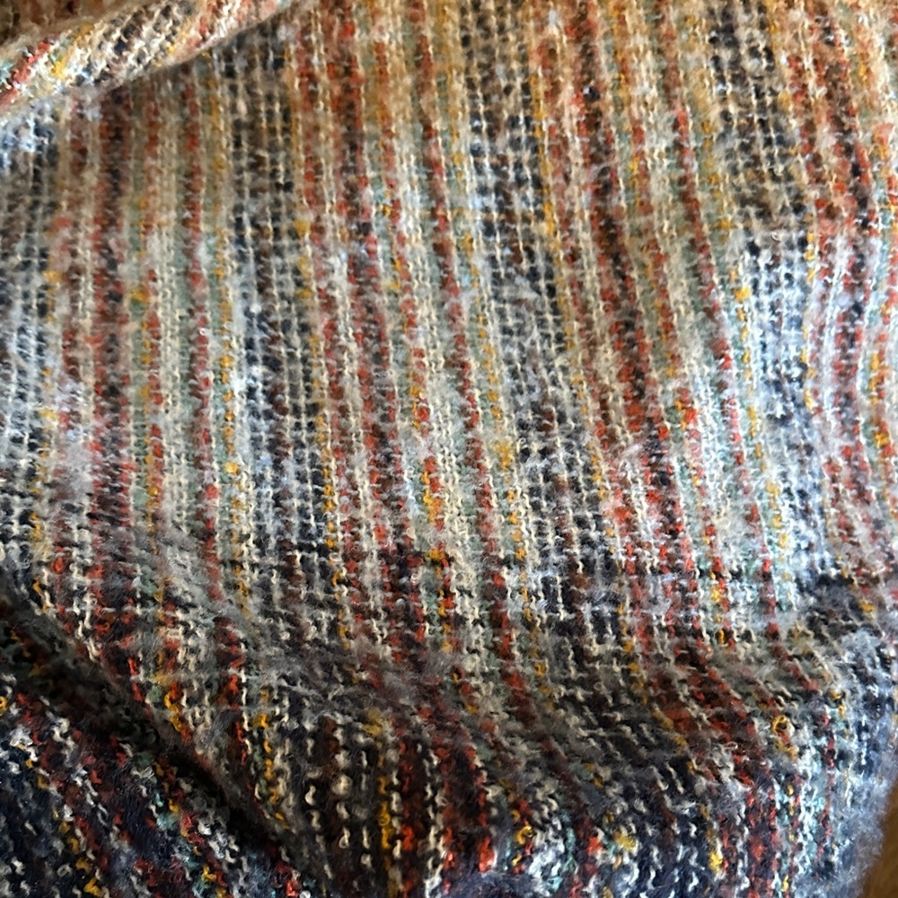 Striped Multicolor Shawl Open Wrap Poncho - Picture 8 of 8